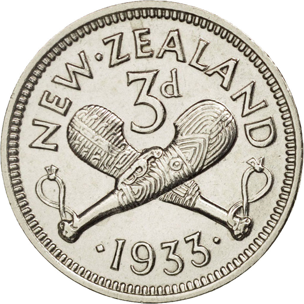 New Zealand, George V, 3 Pence, 1933, EF(40-45), Silver, KM:1