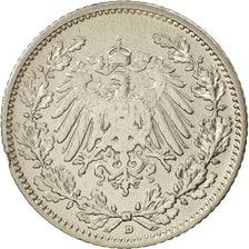GERMANY - EMPIRE, 1/2 Mark, 1906, Munich, VF(20-25), Silver, KM:17