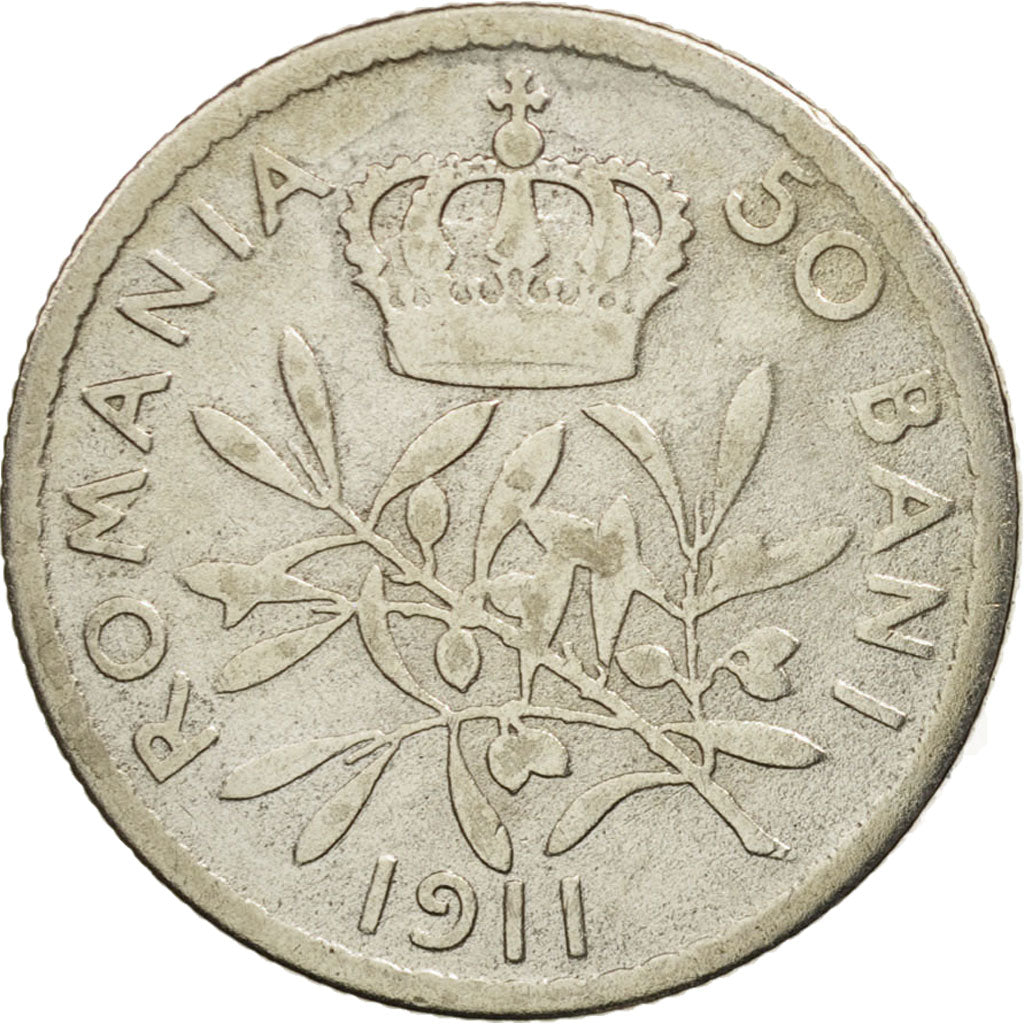 Roumanie, Carol I, 50 Bani, 1911, TB, Argent, KM:41
