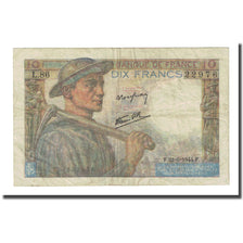 França, 10 Francs, Mineur, 1944-06-22, VF(20-25), Fayette:8.12, KM:99e