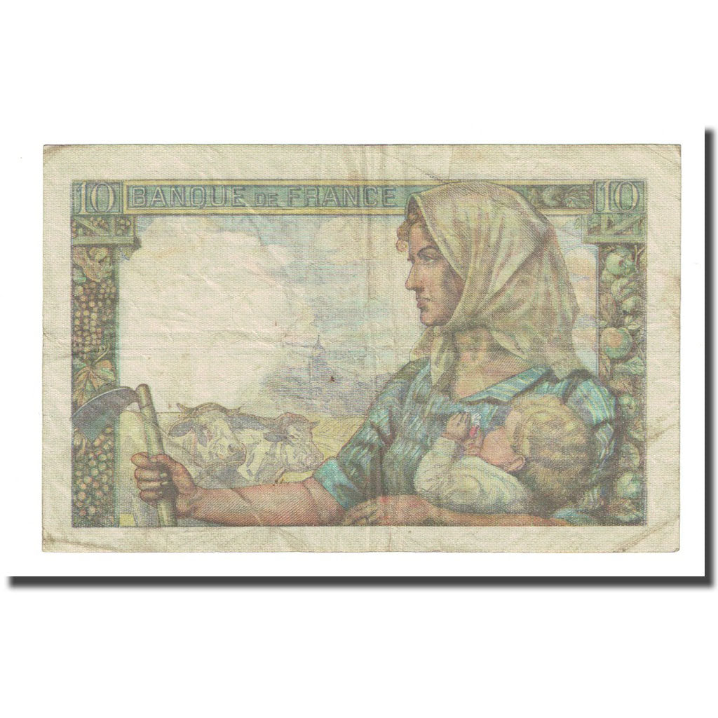 França, 10 Francs, Mineur, 1944-06-22, VF(20-25), Fayette:8.12, KM:99e