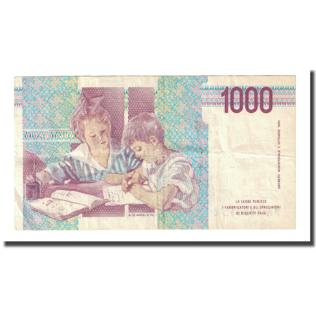Banknote, Italy, 1000 Lire, D.1990, KM:114b, EF(40-45)