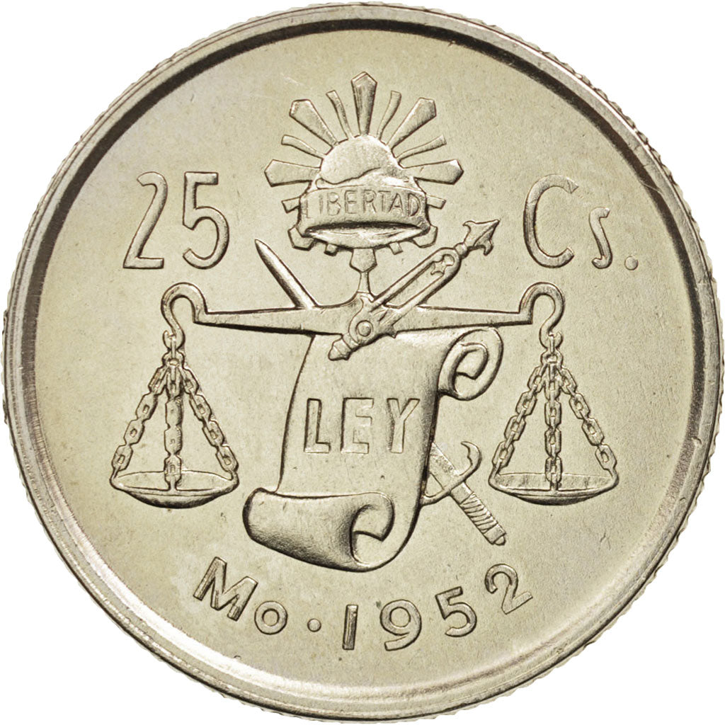 Mexico, 25 Centavos, 1952, Mexico City, AU(55-58), Silver, KM:443
