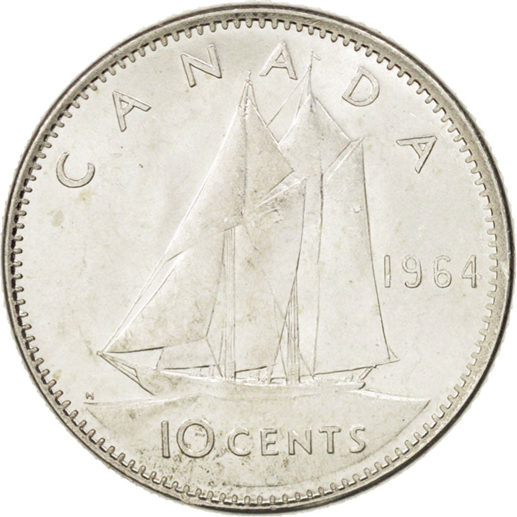 Canada, Elizabeth II, 10 Cents, 1964, Royal Canadian Mint, Ottawa, MS(63)
