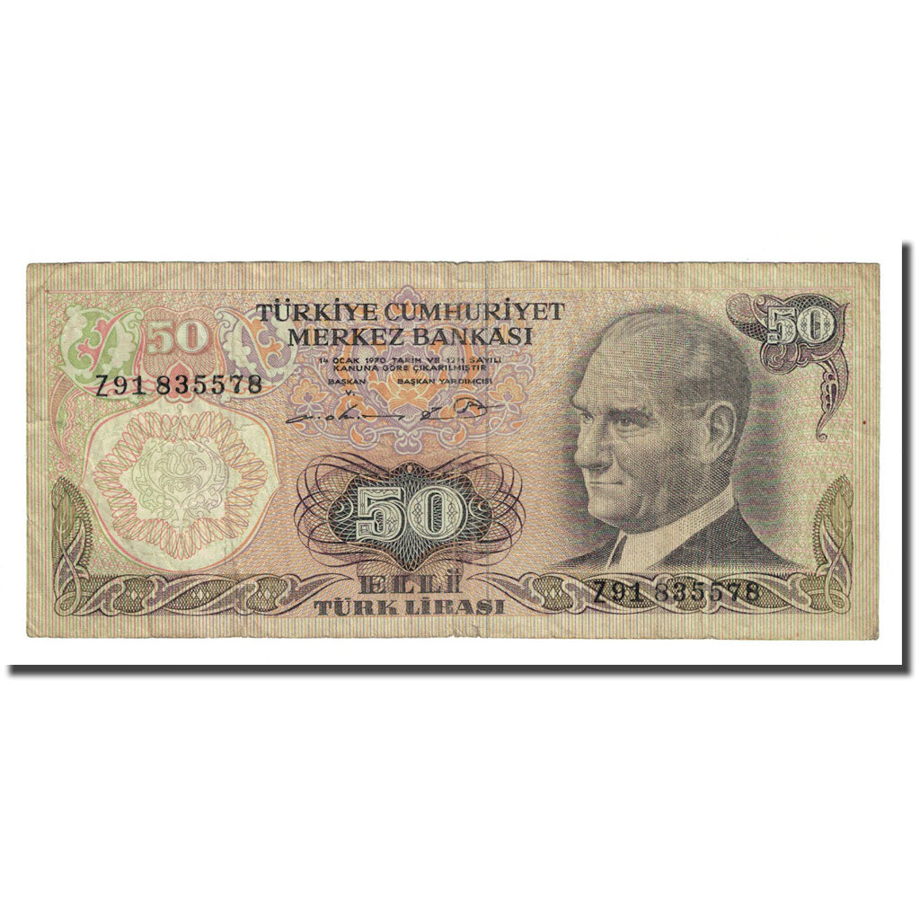 Banconote, Turchia, 50 Lira, L.1970, KM:188, BB