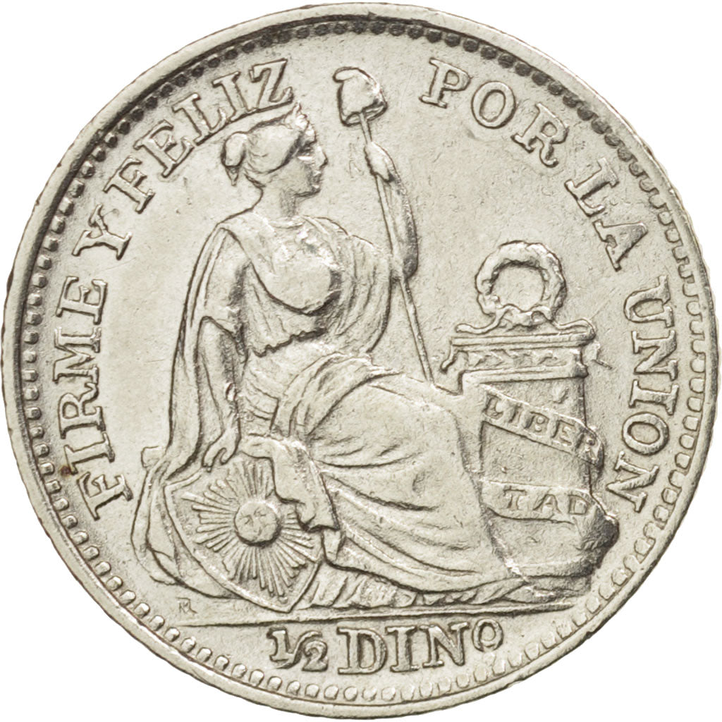Peru, 1/2 Dinero, 1907, Lima, EF(40-45), Silver, KM:206.2