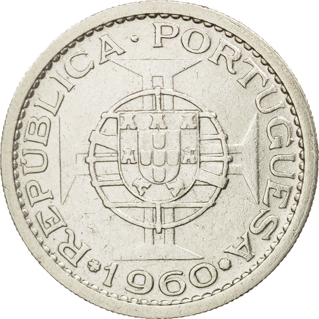 Mozambique, 5 Escudos, 1960, EF(40-45), Silver, KM:84