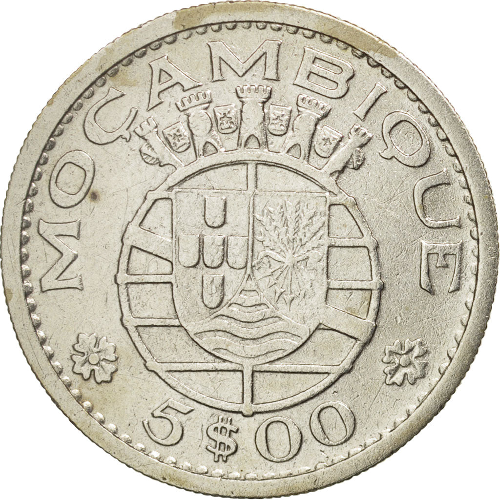 Mozambique, 5 Escudos, 1960, EF(40-45), Silver, KM:84