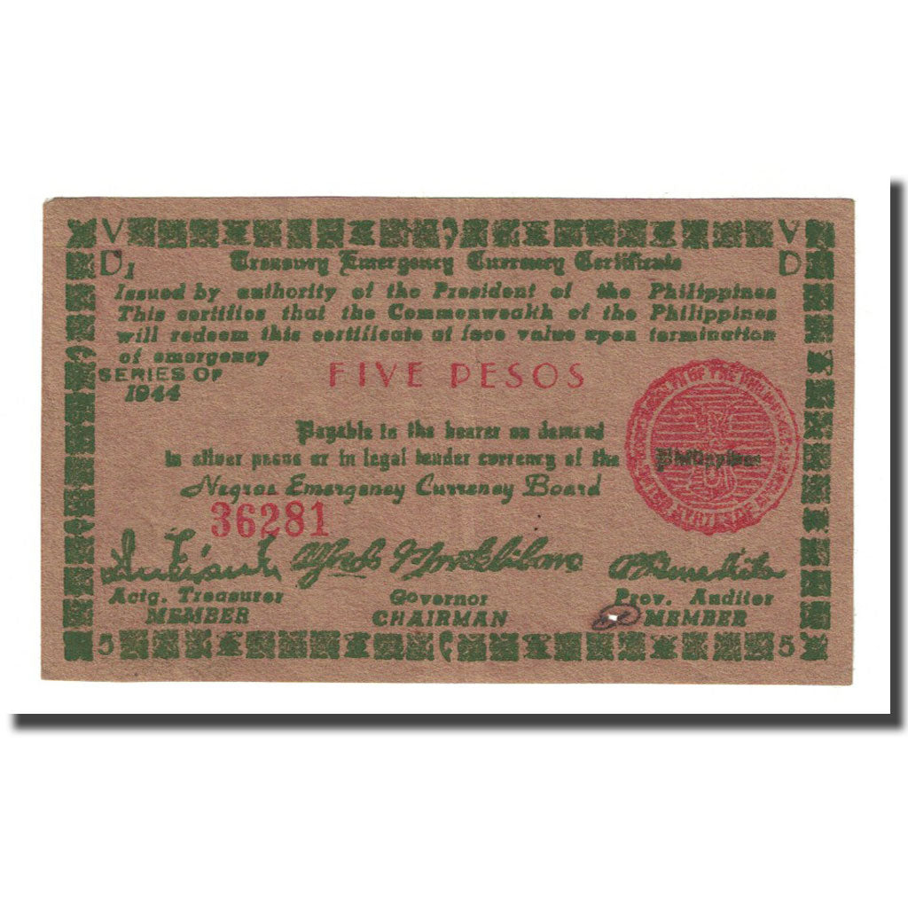 Banknote, Philippines, 5 Pesos, 1944, KM:S675, EF(40-45)