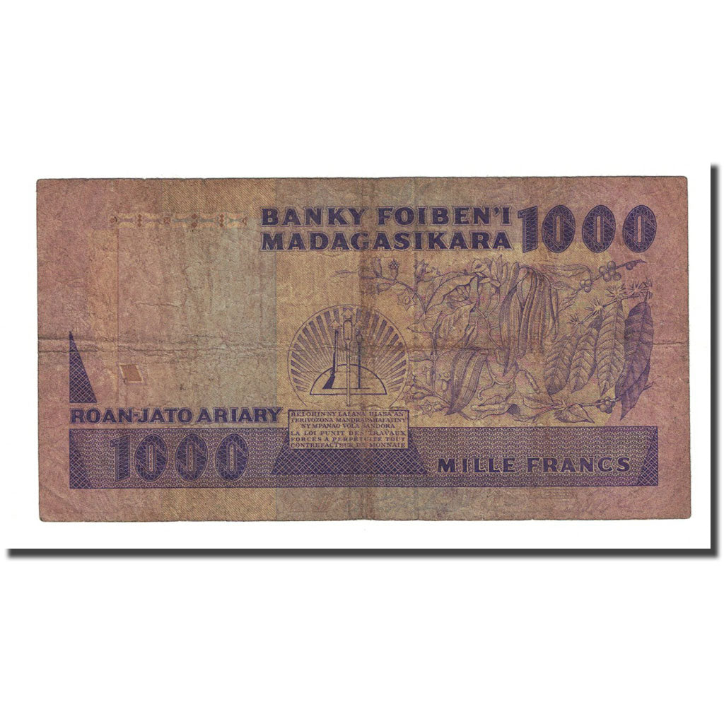 Banknote, Madagascar, 1000 Francs = 200 Ariary, Undated (1988-93), KM:72a