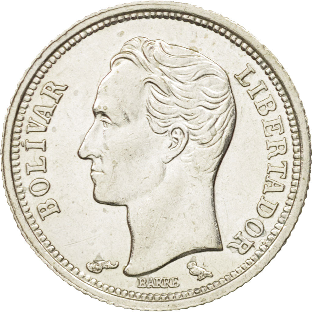 Venezuela, 25 Centimos, 1960, AU(55-58), Silver, KM:35a