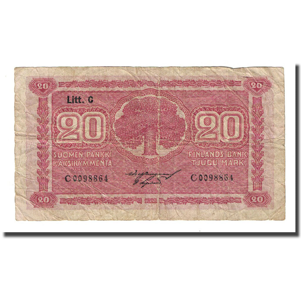 Banknote, Finland, 20 Markkaa, 1922 (1931), KM:63a, VF(20-25)