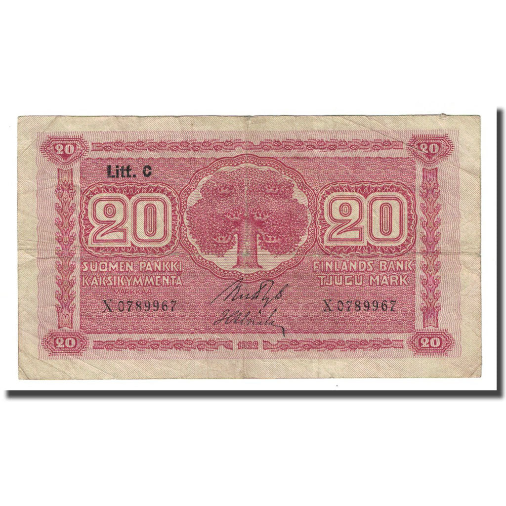 Banknote, Finland, 20 Markkaa, 1922 (1931), KM:63a, VF(20-25)