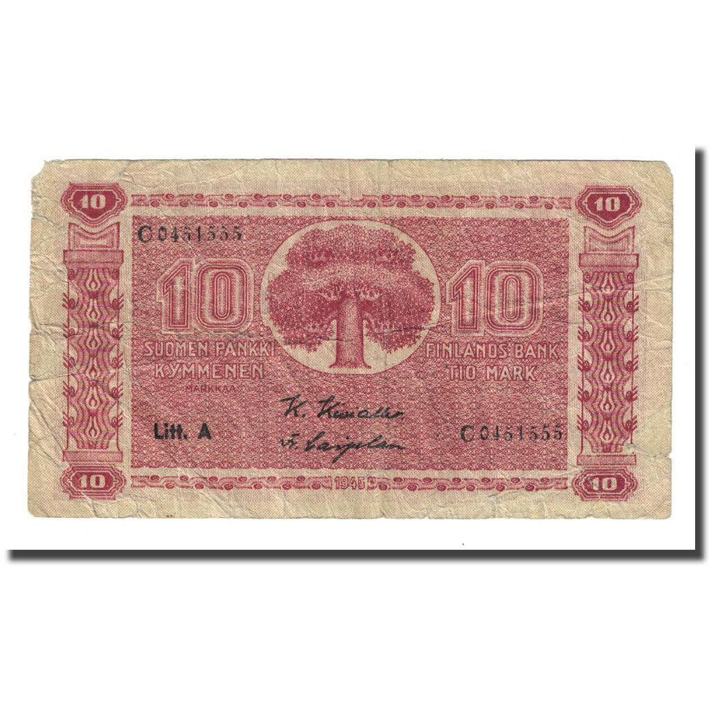 Banknote, Finland, 10 Markkaa, 1945, KM:77a, VF(20-25)