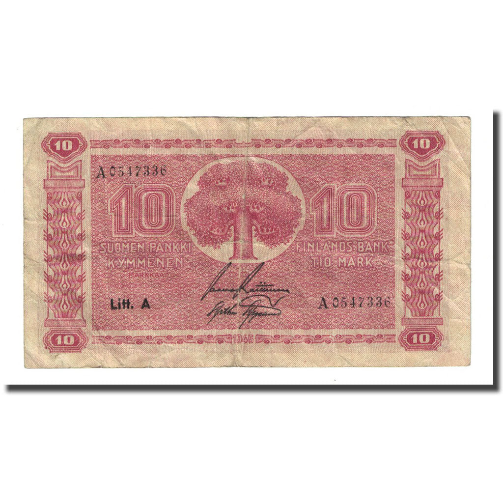 Banconote, Finlandia, 10 Markkaa, 1945, KM:77a, MB