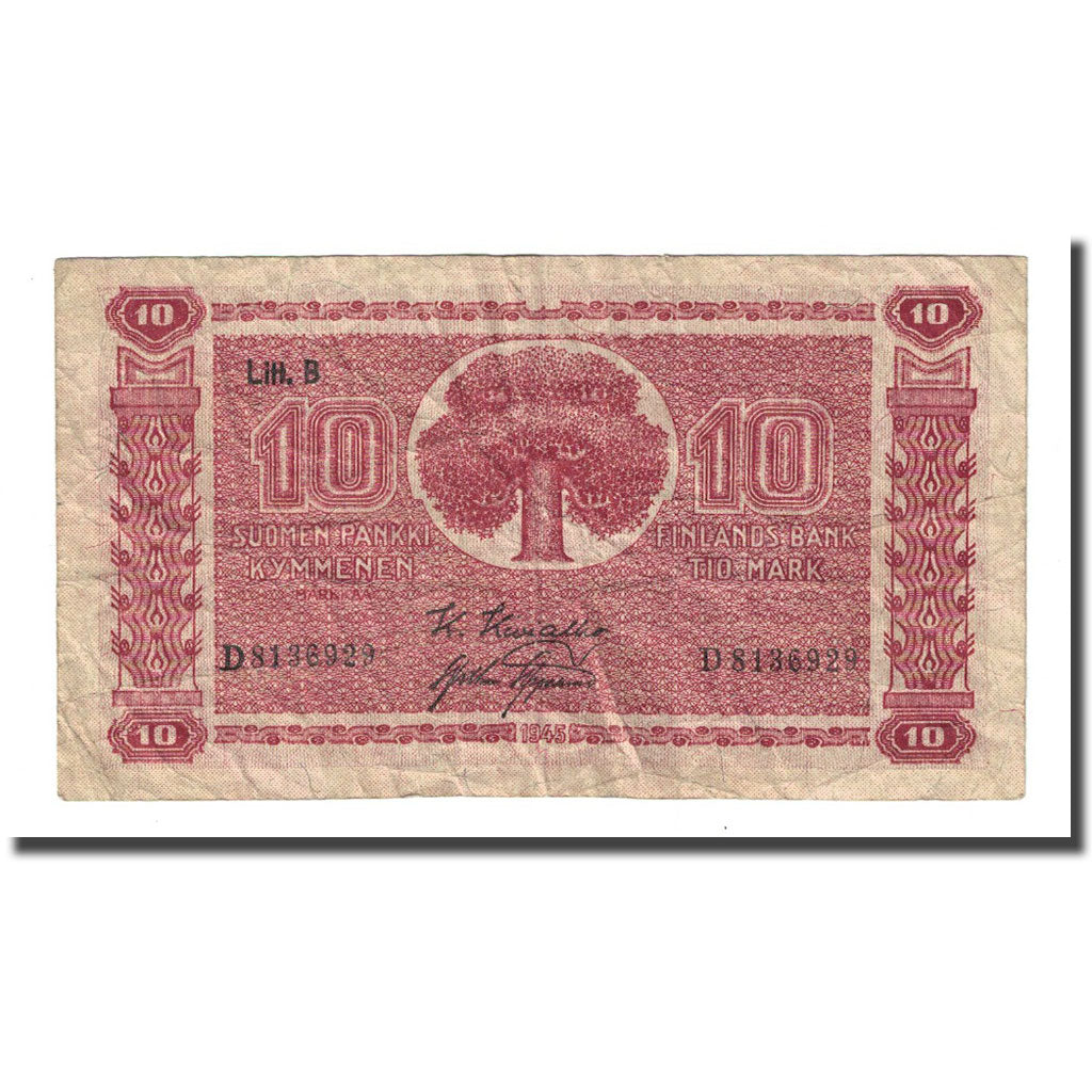 Banknote, Finland, 10 Markkaa, 1945 (1948), KM:85, VF(20-25)