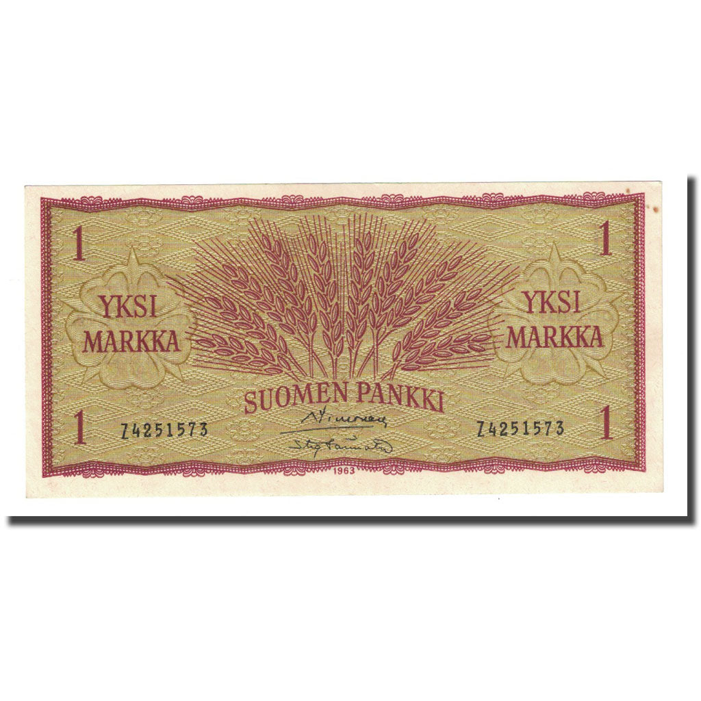 Nota, Finlândia, 1 Markka, 1963, KM:98a, UNC(63)