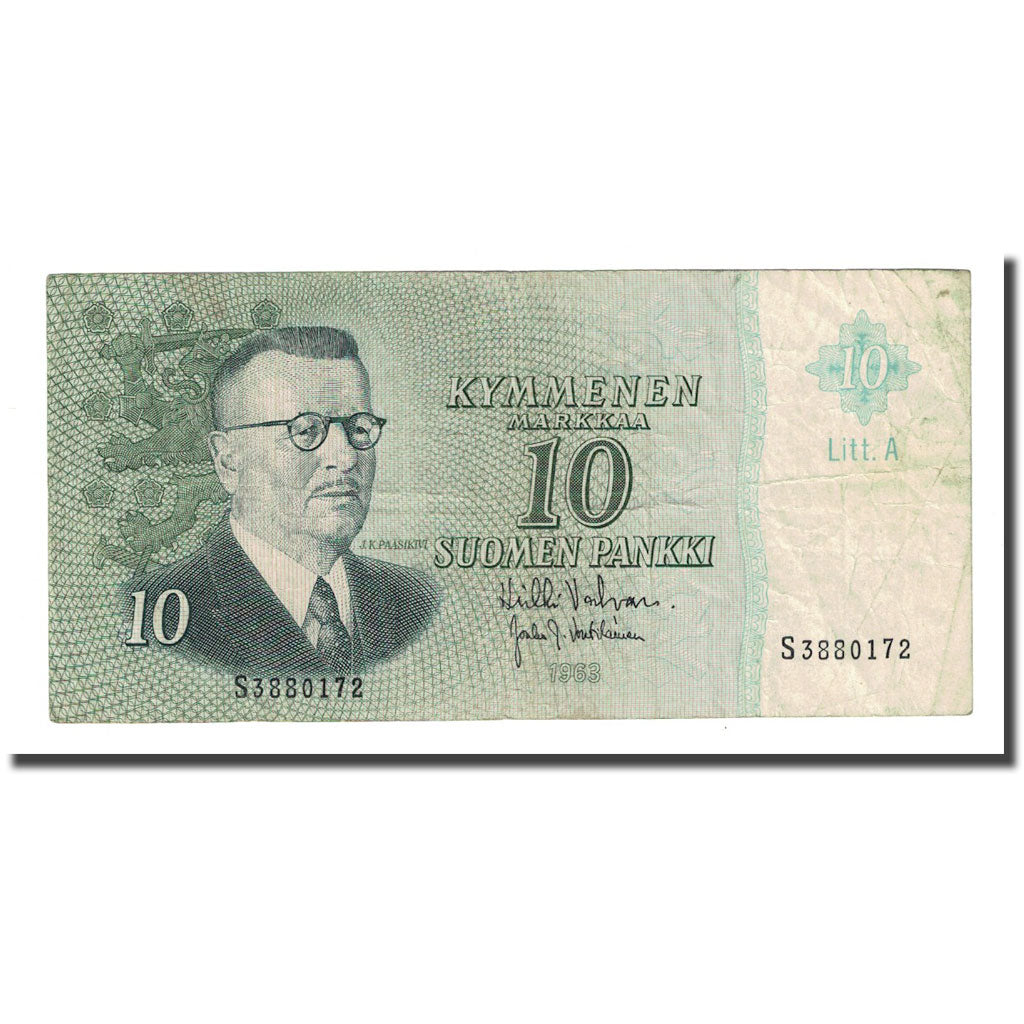 Billet, Finlande, 10 Markkaa, 1963, KM:104a, TB