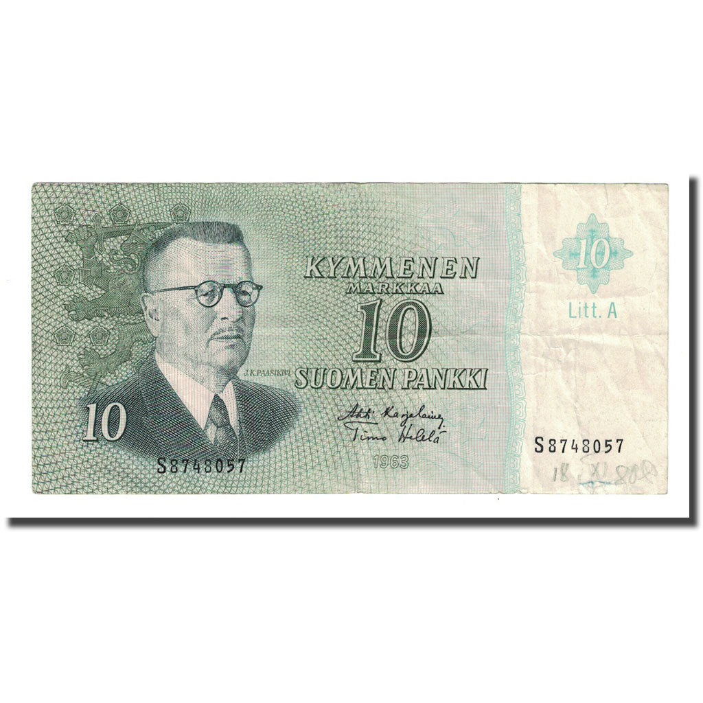 Banknote, Finland, 10 Markkaa, 1963, KM:104a, VF(20-25)