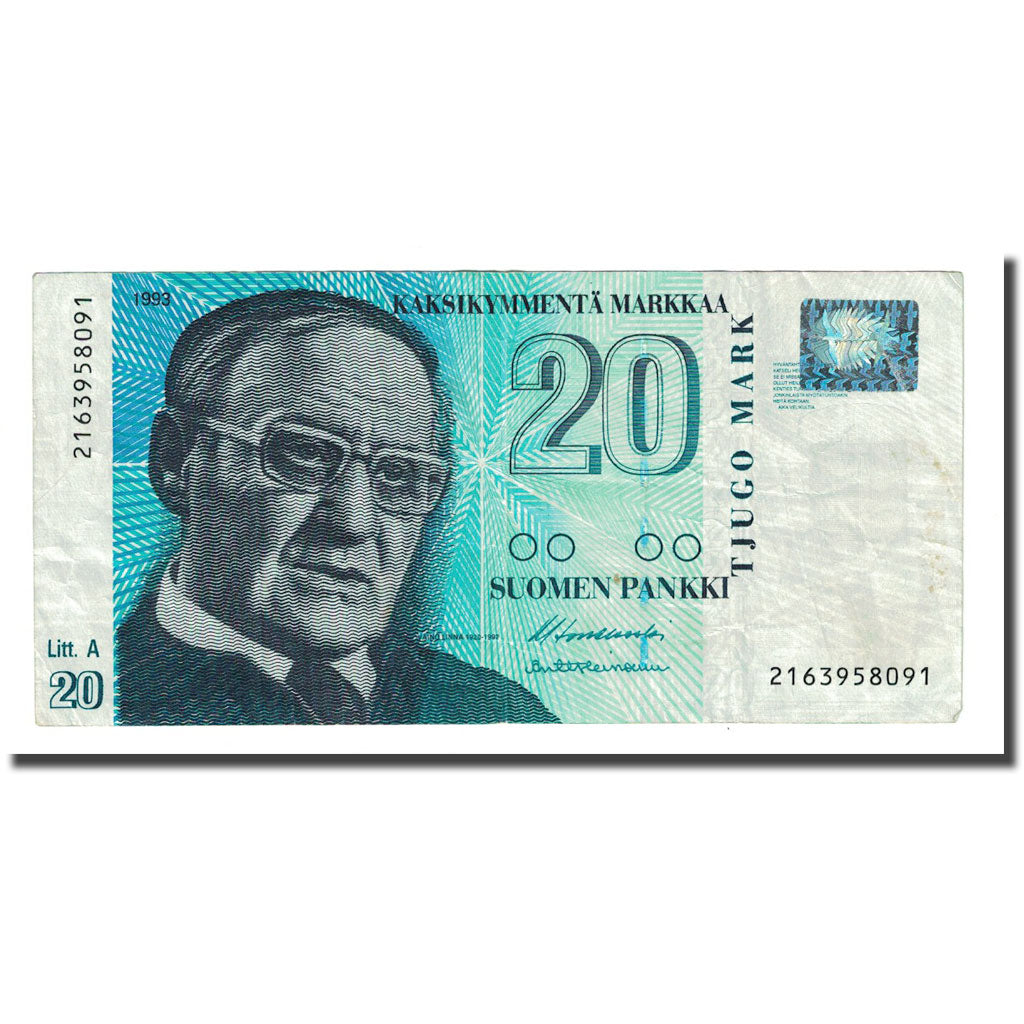 Banknote, Finland, 20 Markkaa, 1993, KM:123, EF(40-45)