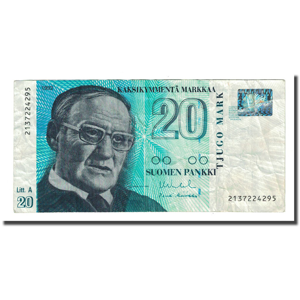 Banknote, Finland, 20 Markkaa, 1993, KM:123, VF(20-25)