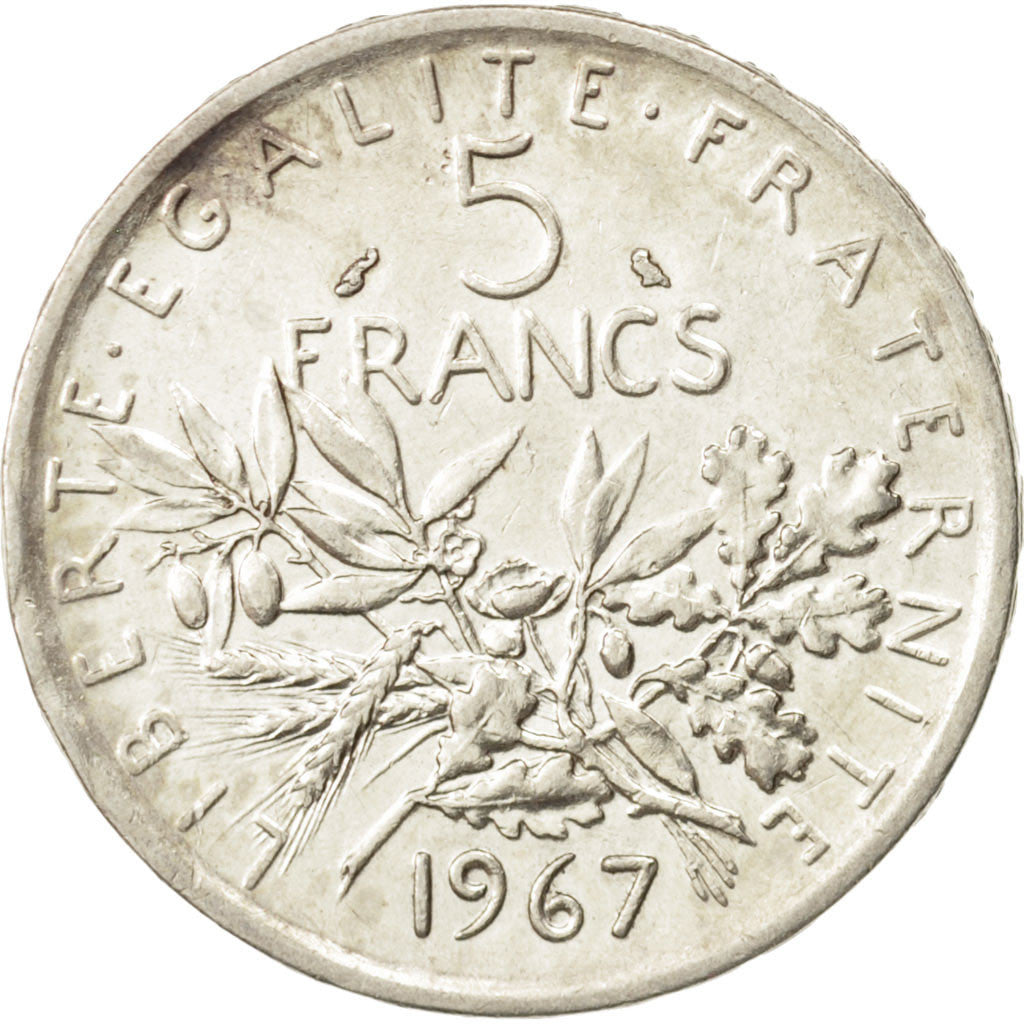 France, Semeuse, 5 Francs, 1967, AU(55-58), Silver, KM:926, Gadoury:770