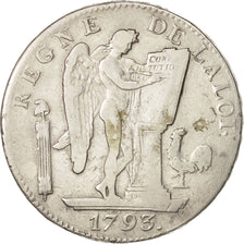 France, Écu de 6 livres françoise, 1793, Paris, VF(30-35), Silver, KM 624.1