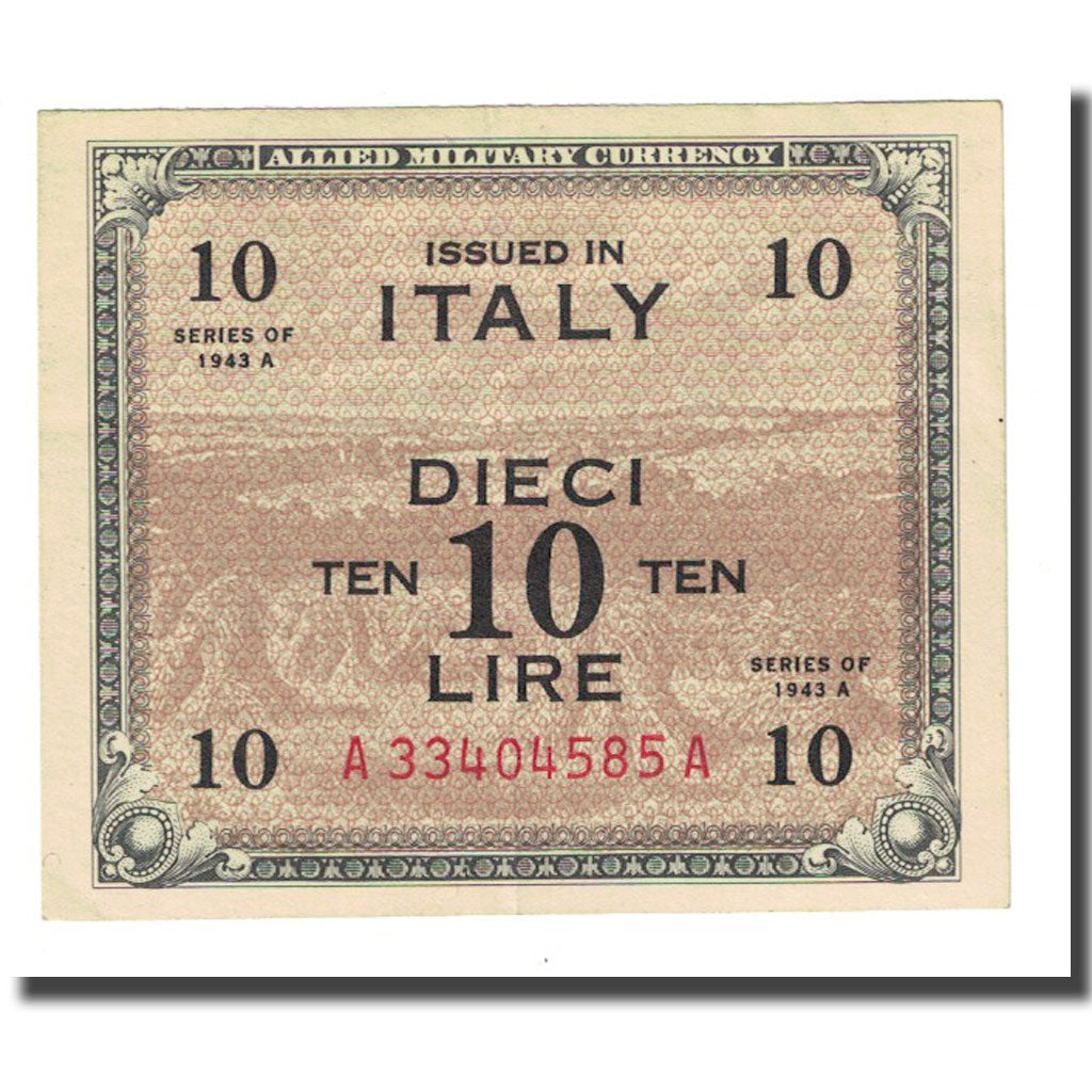 Banknote, Italy, 10 Lire, 1943A, KM:M19a, AU(55-58)