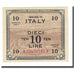 Banknote, Italy, 10 Lire, 1943A, KM:M19a, AU(55-58)