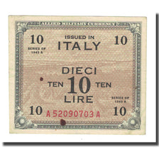 Nota, Itália, 10 Lire, 1943A, KM:M19a, EF(40-45)