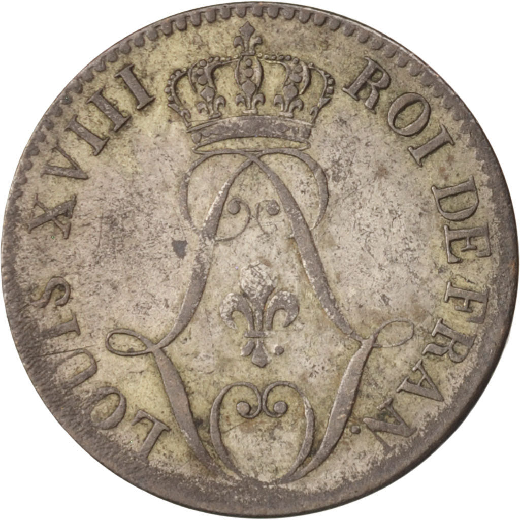 Coin, FRENCH GUIANA, 10 Centimes, 1818, Paris, EF(40-45), Billon, KM:A1