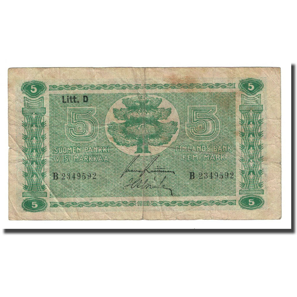 Banknote, Finland, 5 Markkaa, 1939, KM:69a, F(12-15)