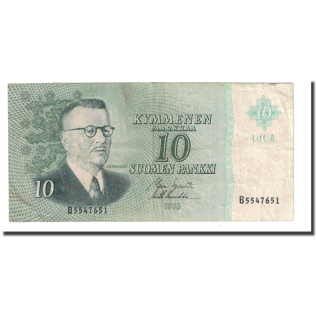 Banknote, Finland, 10 Markkaa, 1963, KM:104a, VF(20-25)