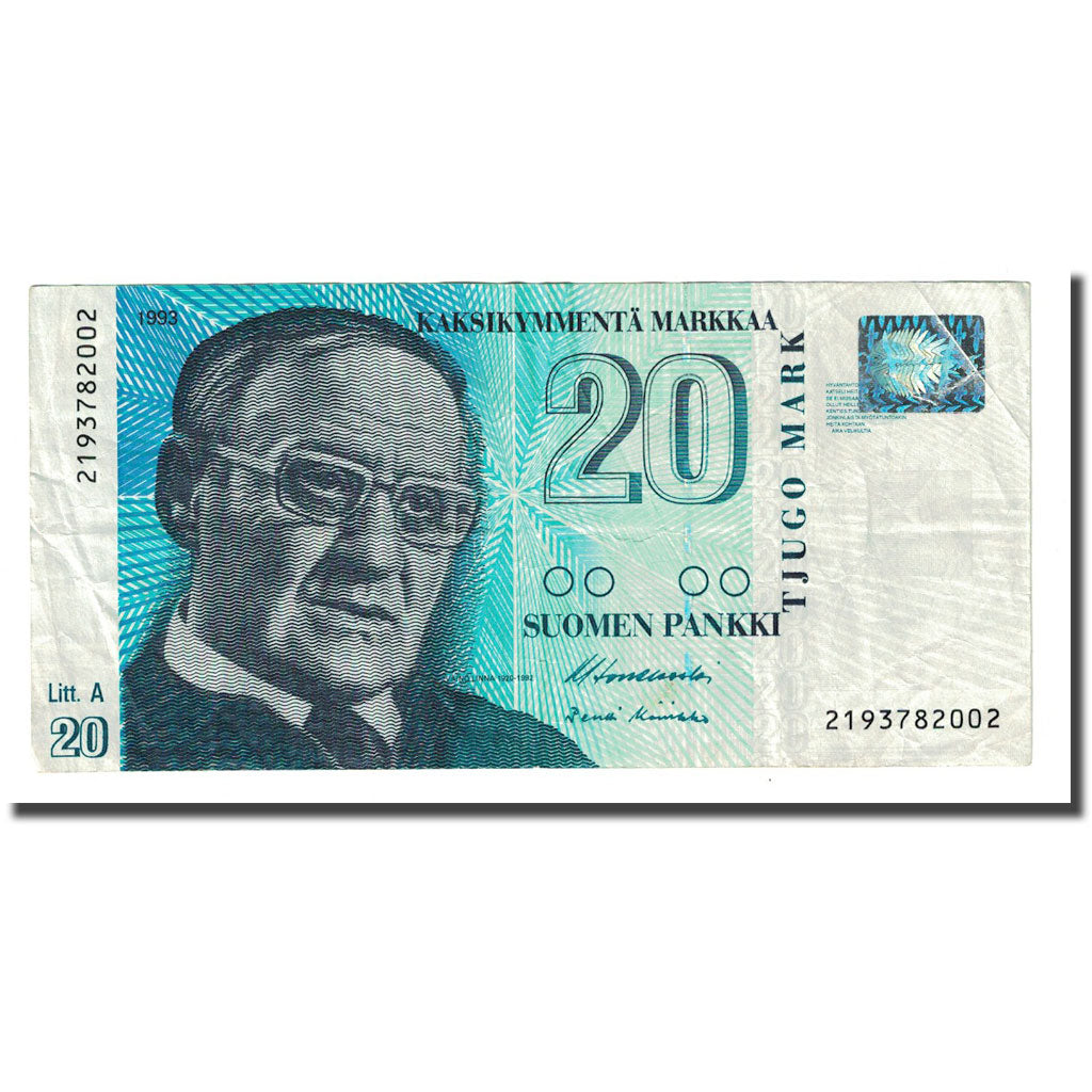 Banconote, Finlandia, 20 Markkaa, 1993, KM:123, BB
