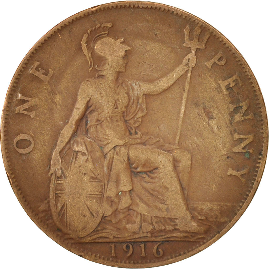 Great Britain, George V, Penny, 1916, VF(30-35), Bronze, KM:810