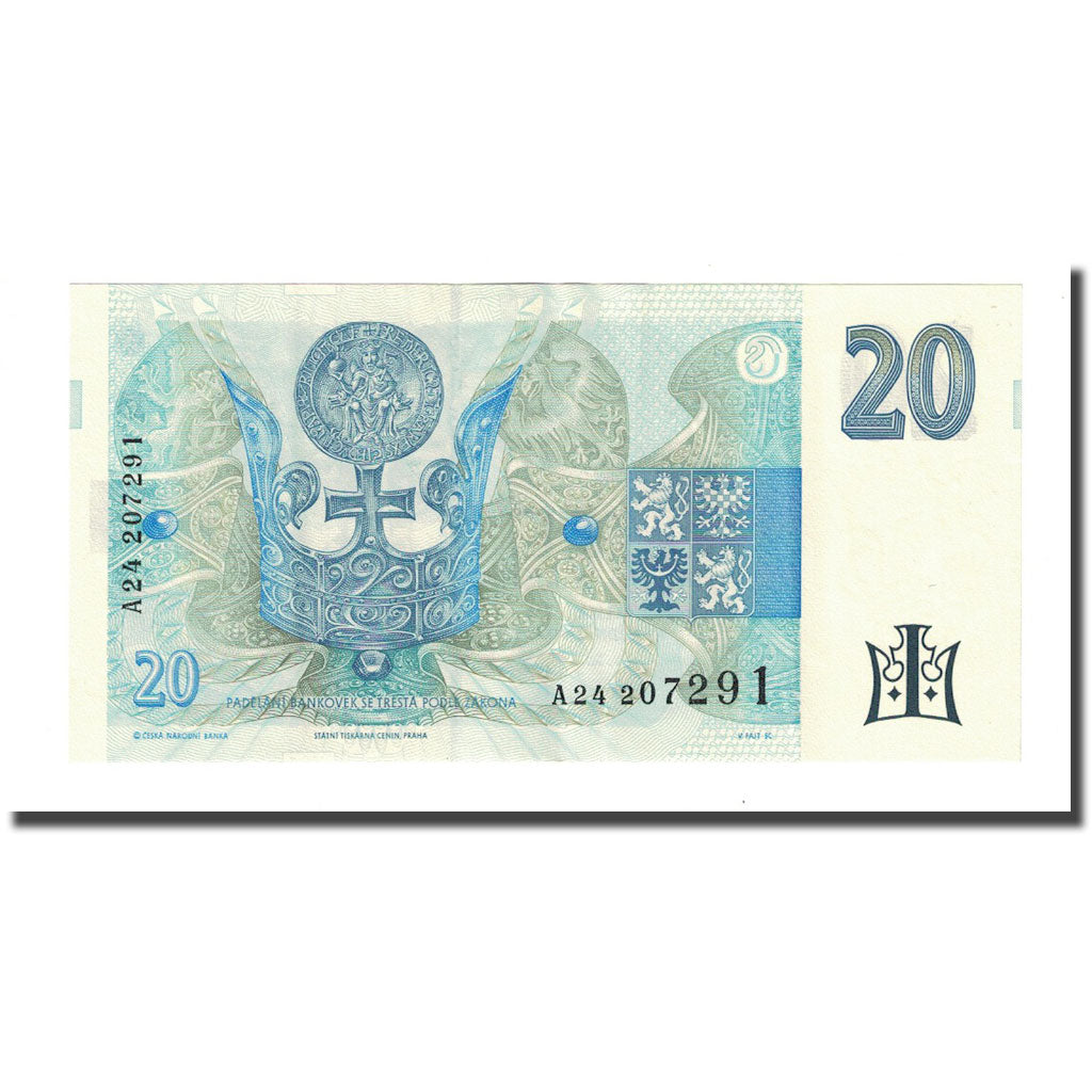Banknote, Czech Republic, 20 Korun, 1994, KM:10a, AU(55-58)