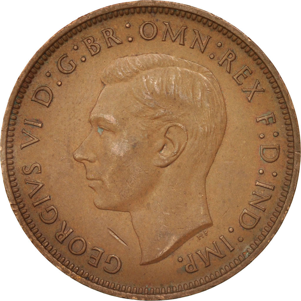 Great Britain, George VI, Penny, 1938, AU(50-53), Bronze, KM:845