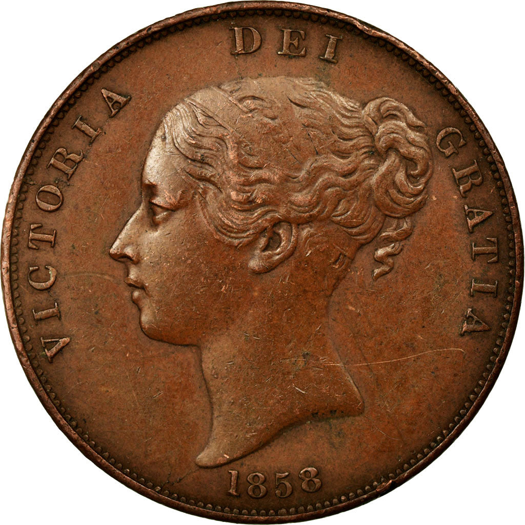 Coin, Great Britain, Victoria, Penny, 1858, EF(40-45), Copper, KM:739