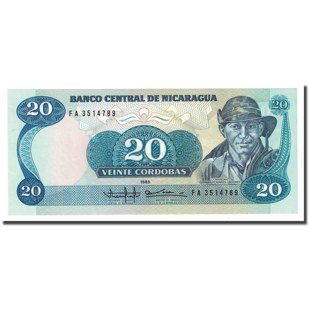 Banknote, Nicaragua, 20 Cordobas, 1985, KM:152, UNC(65-70)