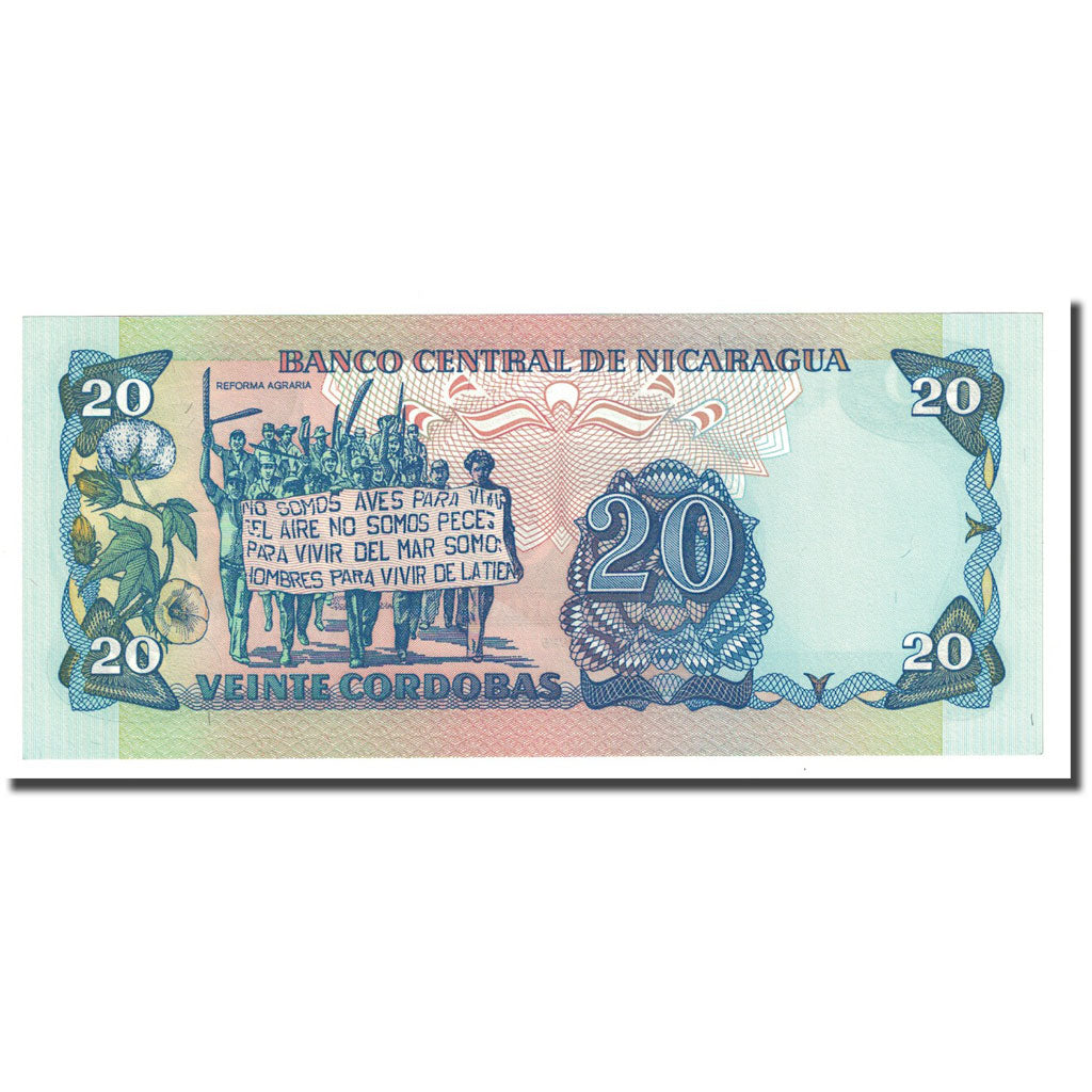 Banknote, Nicaragua, 20 Cordobas, 1985, KM:152, UNC(65-70)