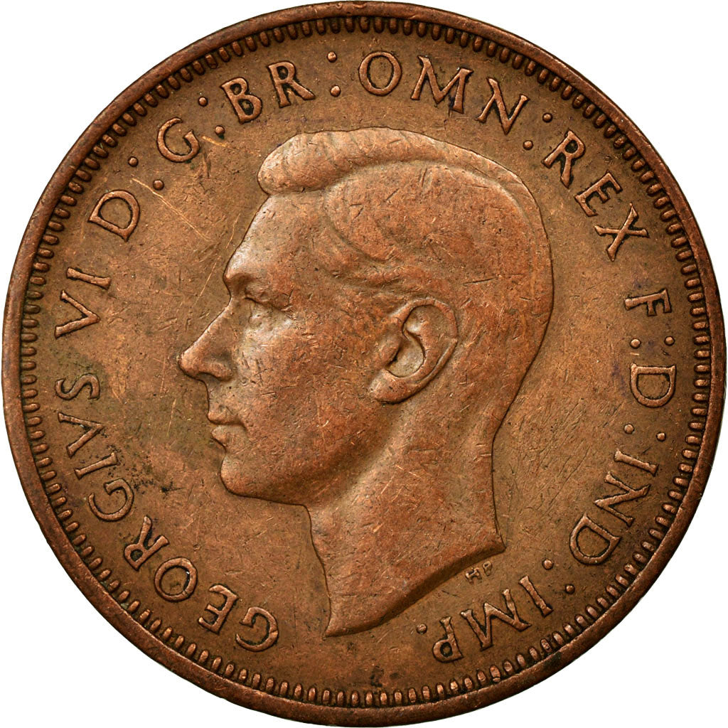 Coin, Great Britain, George VI, 1/2 Penny, 1944, EF(40-45), Bronze, KM:844
