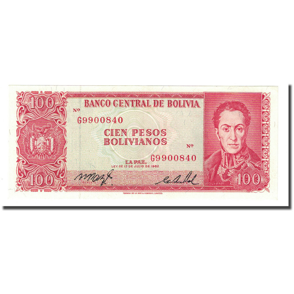 Banknote, Bolivia, 100 Pesos Bolivianos, L.1962, KM:164A, UNC(65-70)