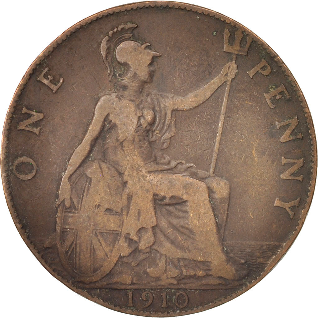 Great Britain, Edward VII, Penny, 1910, VF(20-25), Bronze, KM:794.2