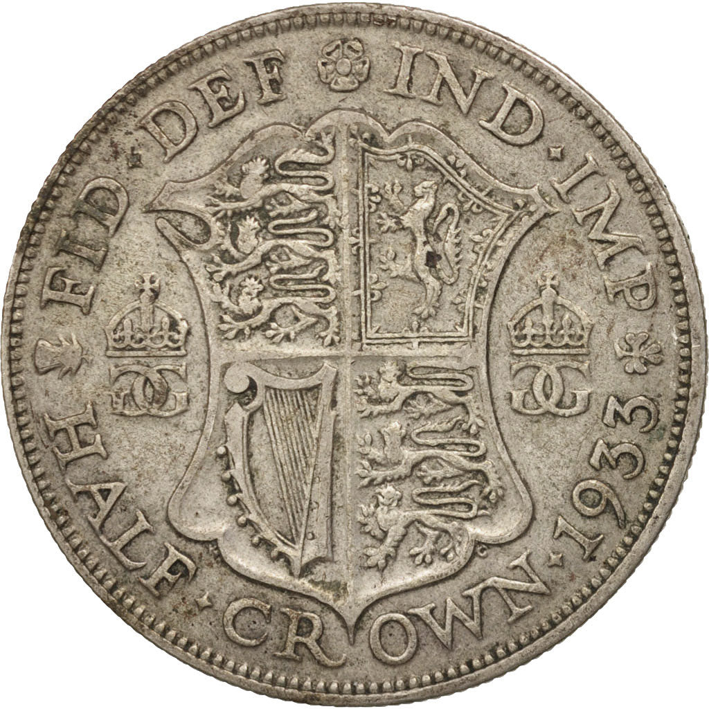 Great Britain, George V, 1/2 Crown, 1933, EF(40-45), Silver, KM:835