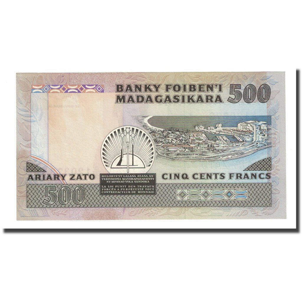 Banknote, Madagascar, 500 Francs = 100 Ariary, Undated (1983-87), KM:67a