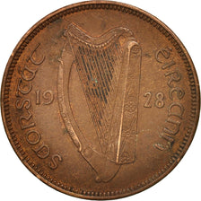 IRELAND REPUBLIC, 1/2 Penny, 1928, AU(50-53), Bronze, KM:2