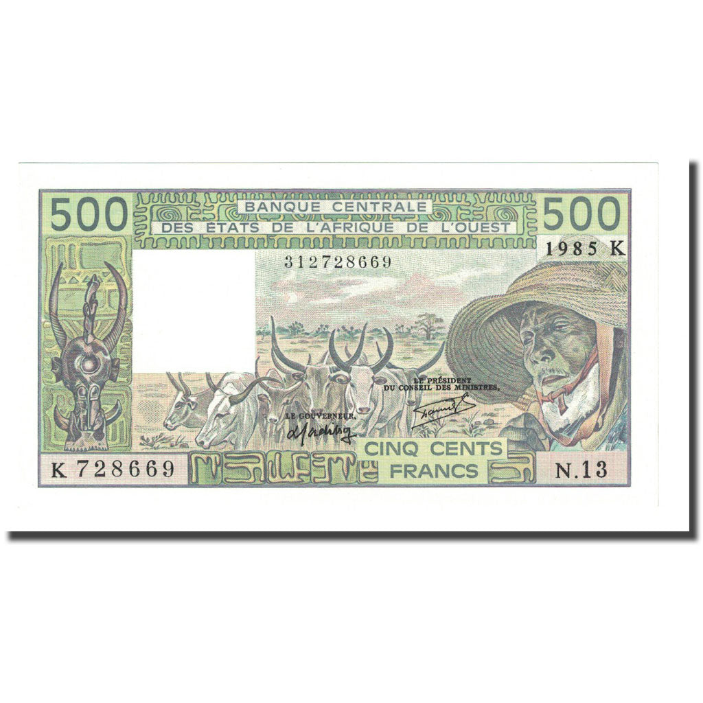 Banknote, West African States, 500 Francs, 1985, KM:706Kh, UNC(65-70)