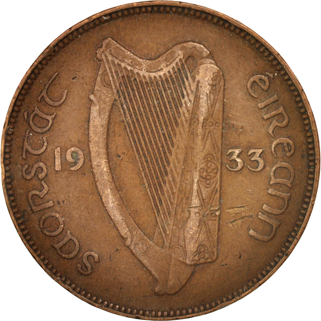 IRELAND REPUBLIC, Penny, 1933, EF(40-45), Bronze, KM:3