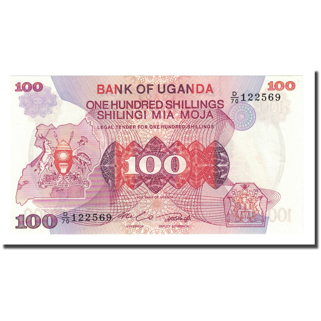 Banknote, Uganda, 100 Shillings, Undated (1982), KM:19b, UNC(65-70)
