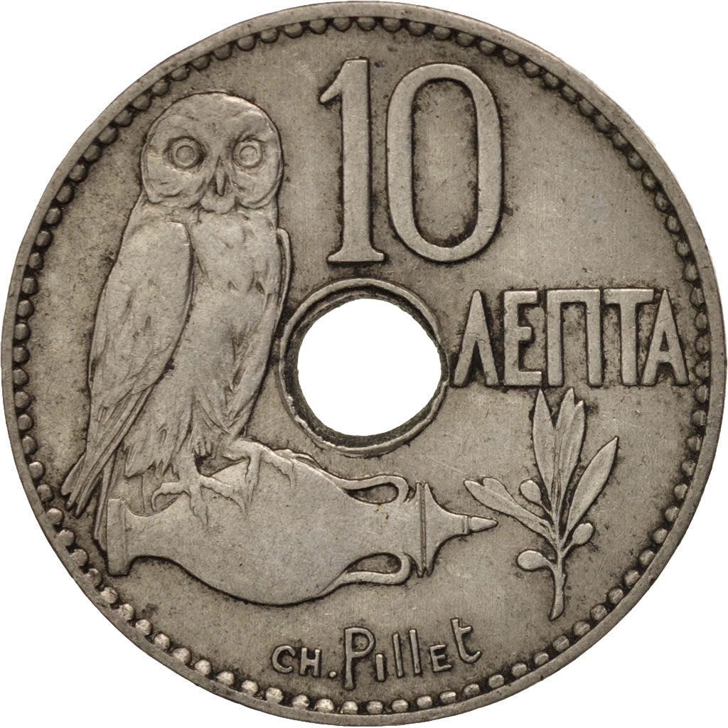 Greece, George I, 10 Lepta, 1912, EF(40-45), Nickel, KM:63